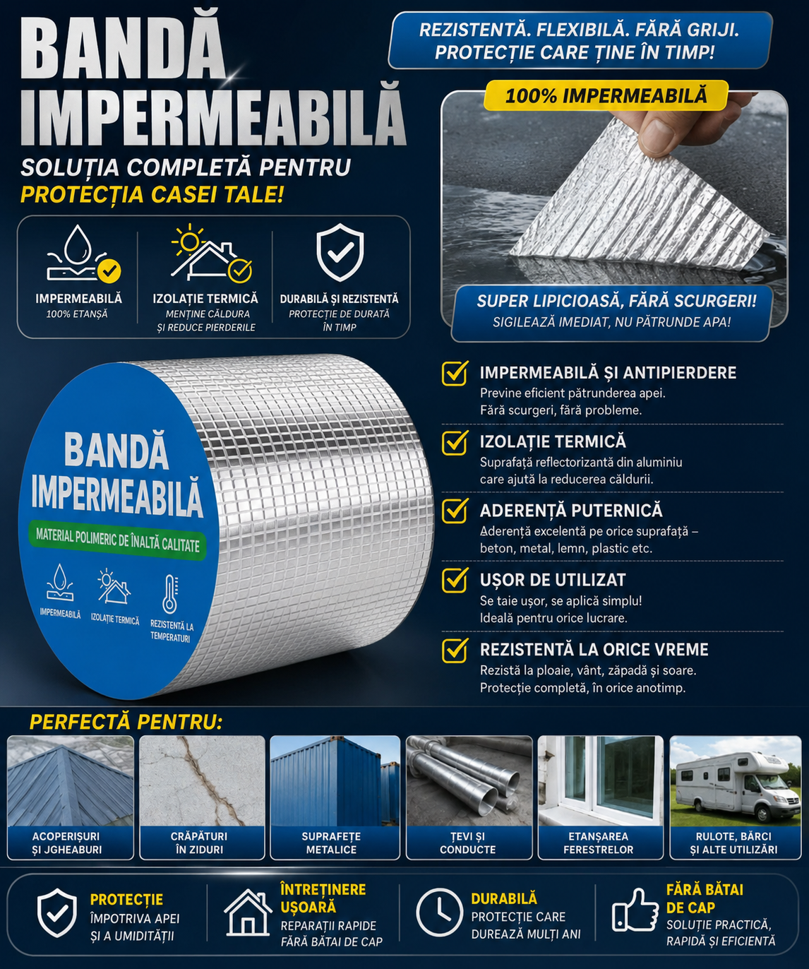 Banda adeziva impermeabila